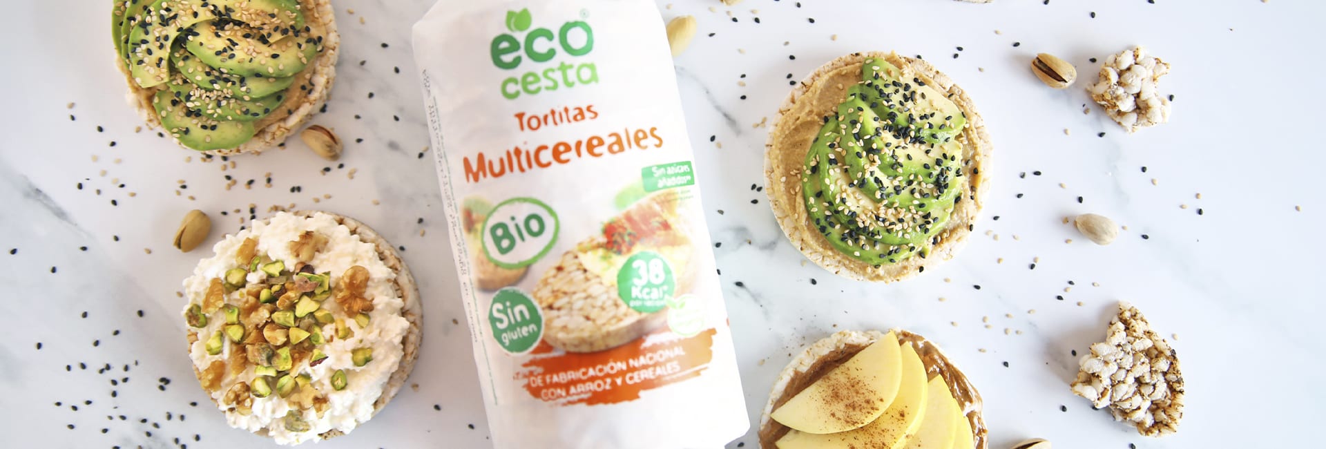 tortitas multicereales con toppings