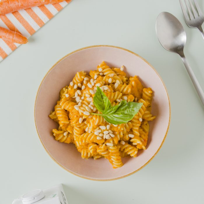 Pasta sin gluten con salsa de zanahoria